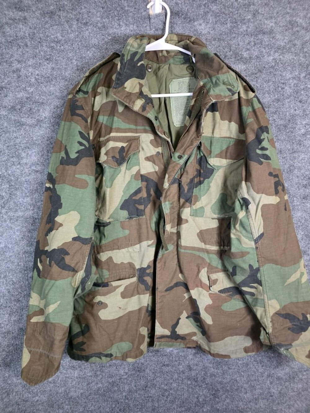 Vintage Alpha Industries Jacket Mens Medium Woodland Camo Field Coat 80s M65